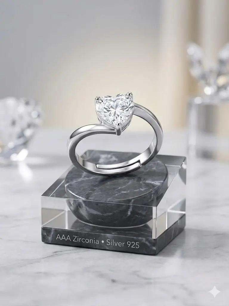 AAA+ Certified, Quality Silver - 925, Gem AAA Zirconia, Size Adjustable, Weight 1.6gm., ABC-J51